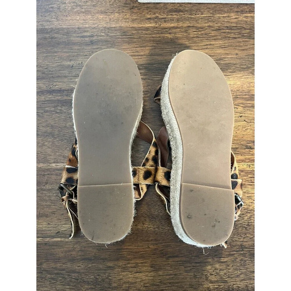 Madewell Animal Print Leather Platform Espadrilles Sandals 5.5 5 1/2 - Picture 4 of 5